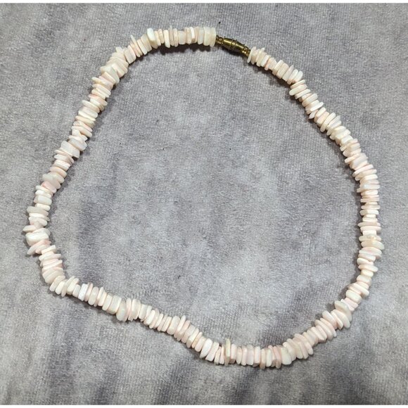 Beachy Bohemian Pastel Pink Seashell Chip Necklace - Picture 6 of 6